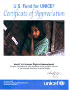 UNICEF-Anerkennungszertifikat